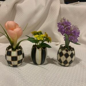 Mackenzie Childs 3 Flowers in Eggs Excellent Like New